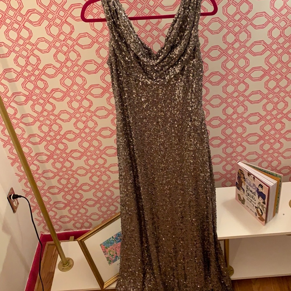 Cachet Silver Sequin Gown Size 10 - image 1